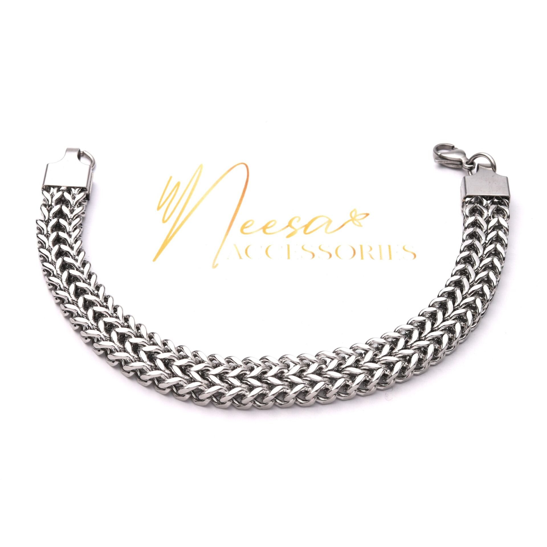 ÇELİK SILVER HASIR DESEN BİLEKLİK 18 CM