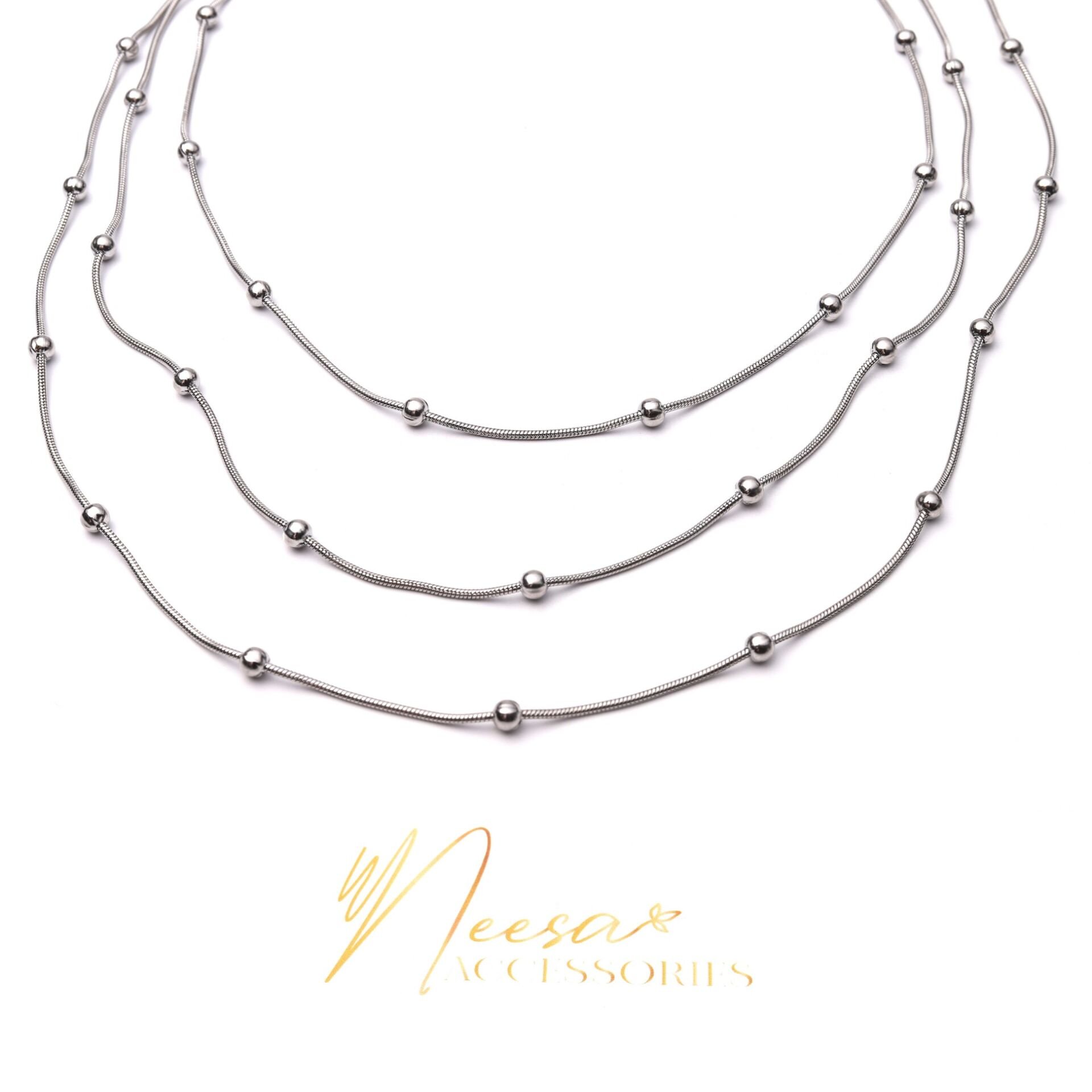 Neesa Çelik TOPÇUK MODEL ÇOKLU KOLYE 40+5cmSilver