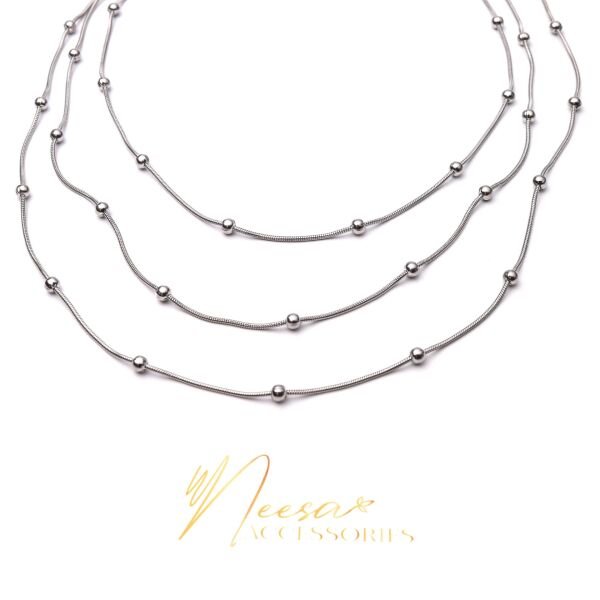 Neesa Çelik TOPÇUK MODEL ÇOKLU KOLYE 40+5cmSilver