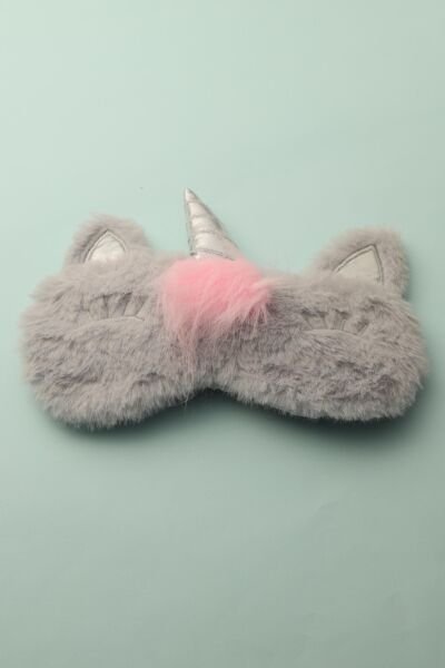 Sevimli Unicorn Uyku Göz Bandı-MaskesiGri