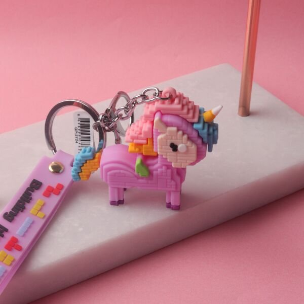 Neesa Sevimli Mini Unicorn Pembe Anahtarlık ve Çanta Aksesuarı