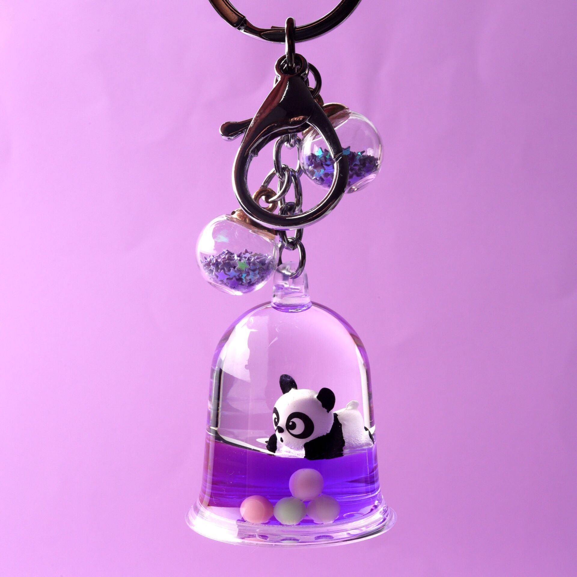 Neesa Sevimli Mini Panda Sıvı Anahtarlık ve Çanta AksesuarıMor