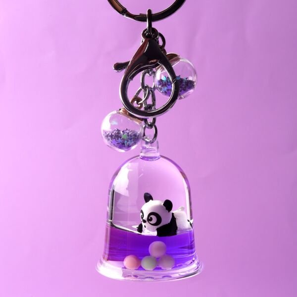 Neesa Sevimli Mini Panda Sıvı Anahtarlık ve Çanta AksesuarıMor