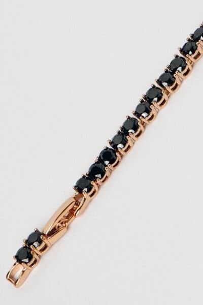Neesa VIP Siyah Sıralı Zirkon Taşlı Gold Bileklik 19 cmSiyah
