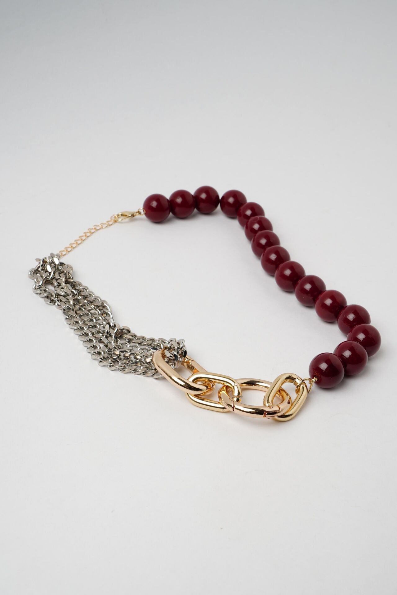 Neesa Bordo-Gold Boncuk Kolye 45 cmBordo