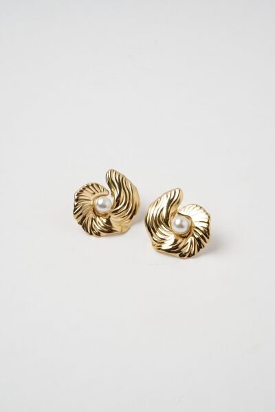 Neesa Çelik Çiçek Gold KüpeGold